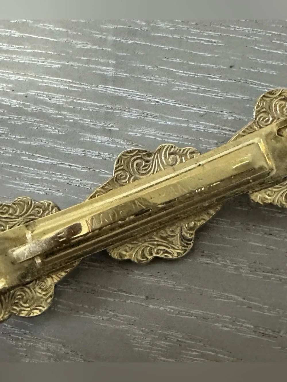Vintage Gold-Tone Filigree Hair Barrette Clip -France